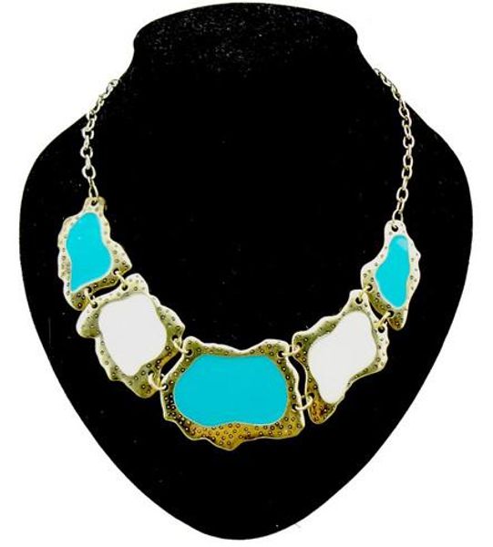 

punk geometry irregular enamel vintage style choker bib necklace women's, Golden;silver