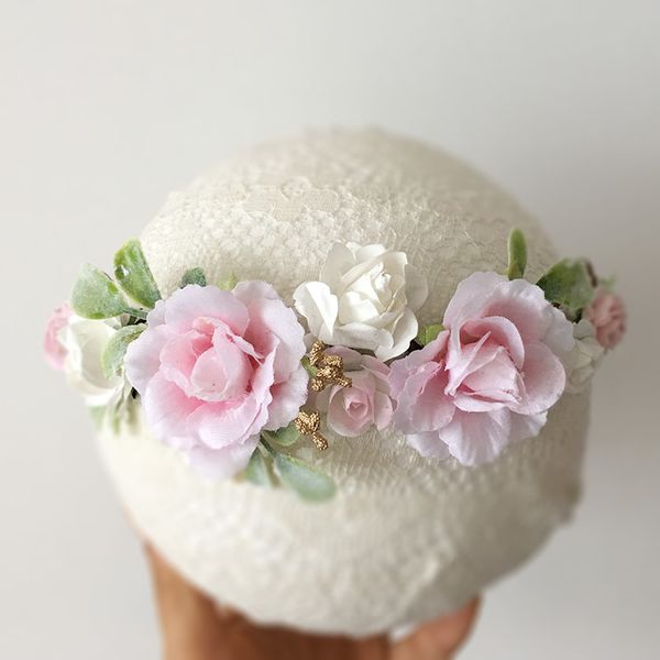 

pink flower girl crown, Slivery;white