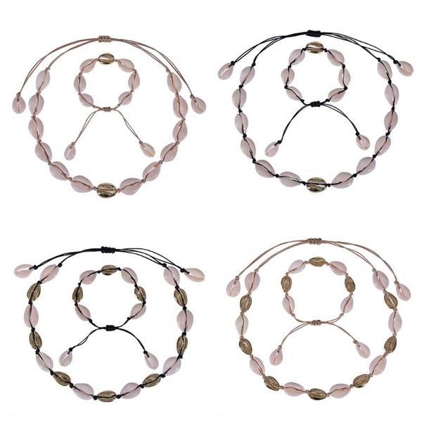 

summer natural shell choker necklace bracelet jewelry set hawaii beach jewelry, Silver