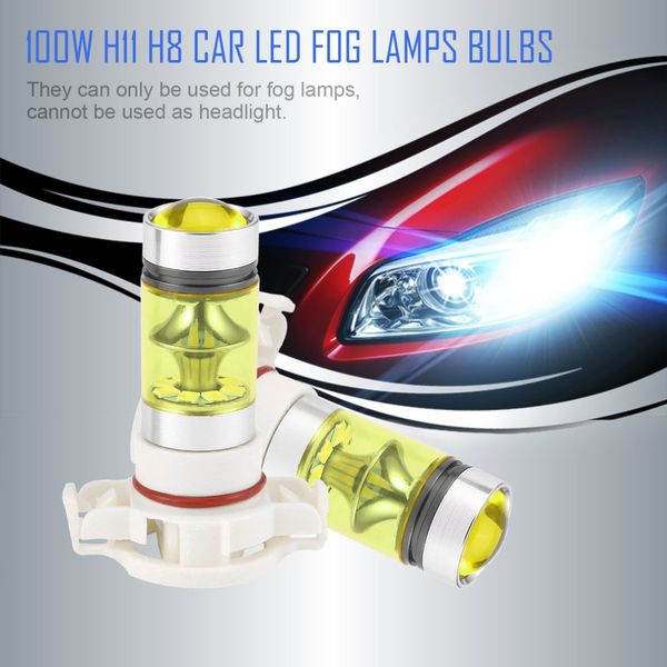 

2pcs 100w h16 5202 3000k ps24w high power led light bulbs golden yellow light car front fog lamps fog lights car accessories