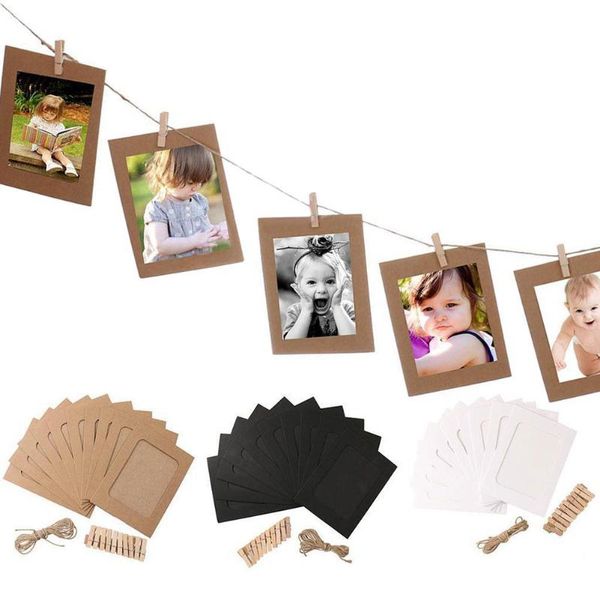 

12*10cm paper p frame rope clip wall drop shipping hanging decor 10 set vintage creative picture home