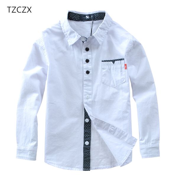 

tzczx children shirts european and american style cotton 100% solid kids shirts clothing for 4-12 years wear, White;black