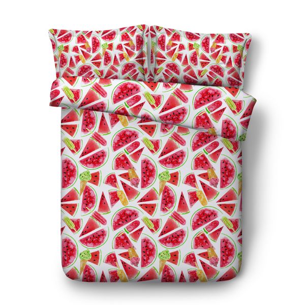 Kids Pink Strawberry Girls Duvet Cover Set White Bedding Set With