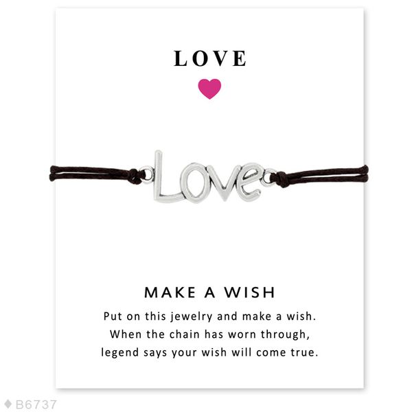 

handmade rope charm bracelets for women men friendship statement wish love jewelry lovers gift with card, Golden;silver