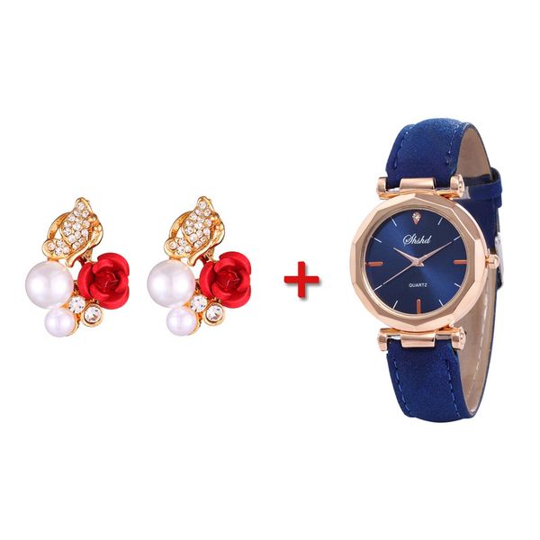 

1 pair women pendientes mujer brincos accessories red rose flower imitation pearl plated crystal stud earring men gg watch, Silver