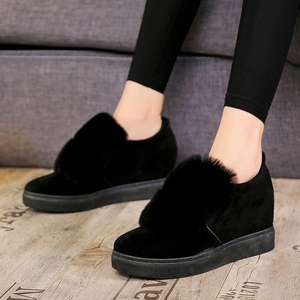 

bjyl women boots winter plush warm ankle snow boots ladies fur platform shoes woman comfort thick sold black botas mujer b533