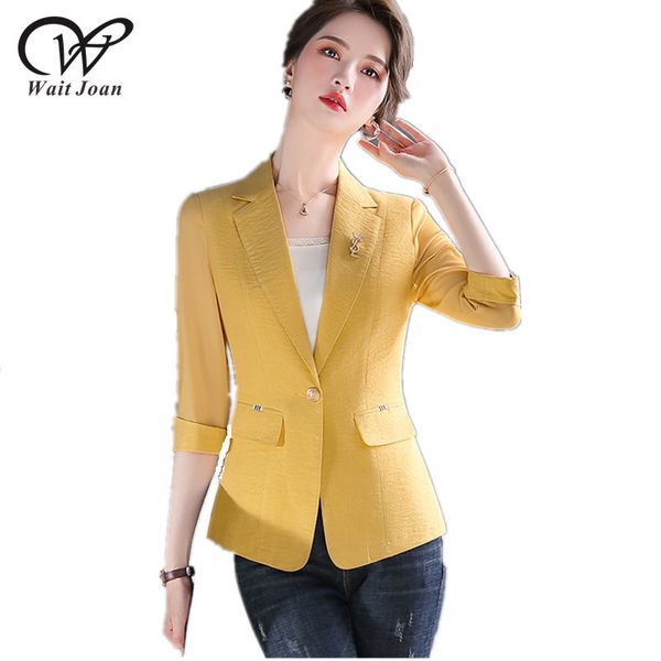 

2020 spring summer elegant casual suit office solid plus size women's office suit half sleeve blazer women mesh patchwork jacket, White;black