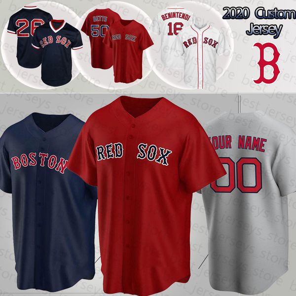 

boston red baseball jersey sox 50 mookie betts 16 andrew benintendi 9 ted williams 15 dustin pedroia 2020 new custom camiseta de béisbol, Blue;black