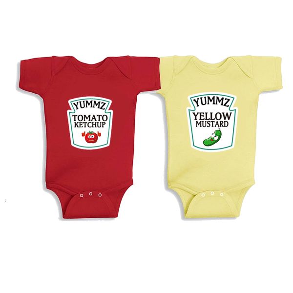 

детские bodysuits 2pcssummer мальчик девочка детская одежда красный и желтый кетчуп желтые горчицы спаренные bodysuits и matching bib, Blue