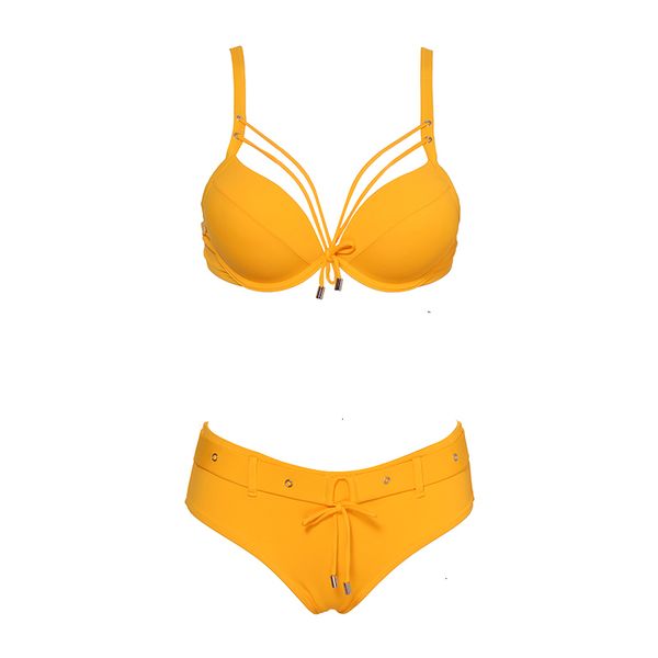 

swimwear women designer bikini yellow solid bikini set women bandage swimsuit 2019 new push up bikini bathing suit swimwear female, White;black