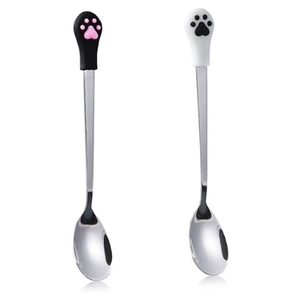 

2 pcs stainless steel cute claw coffee spoons fruit fork dessert spoon candy teaspoon cat drink tableware kitchen supplies large other kitch