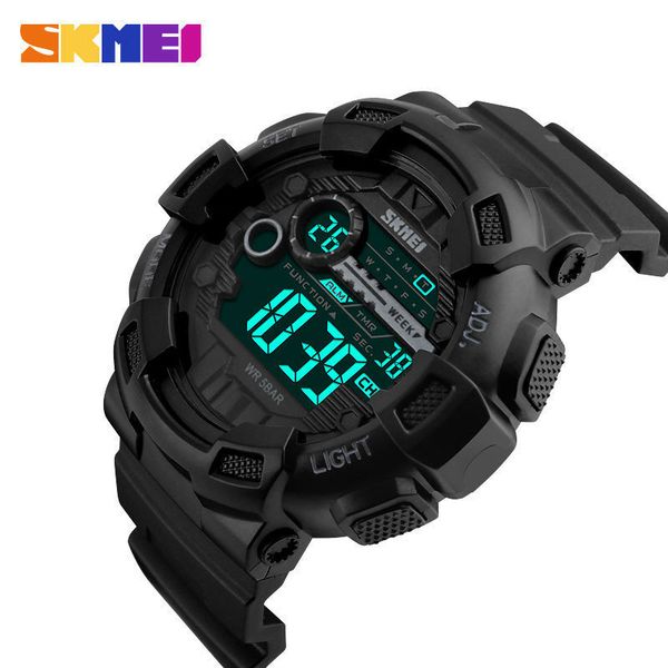 new skmei outdoor sport watch men multifunction 5bar waterproof pu strap led display watches chrono digital watch reloj hombre 1243, Slivery;brown