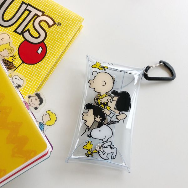 

ins snoopy charlie transparent pvc small pencil bag kawaii pocket storage bag purse card package learning storage tool