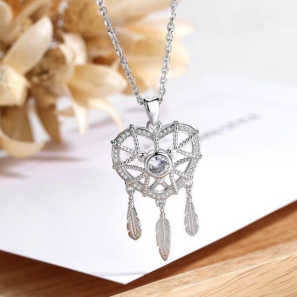 

eudora 925 sterling silver dream catcher pendant necklace silver heart necklaces with cubic zirconia jewelry for women cyd415