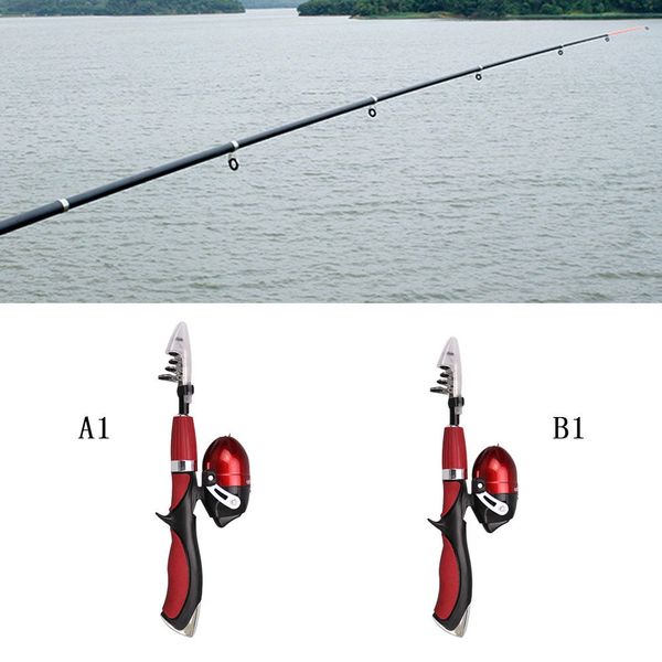 

fishing spinning reel rod pole gear set telescopic fishing rod combo and reel full kit ice with lure hook fish tool rod reel combo