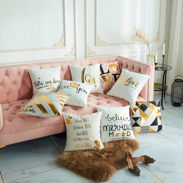 

золотая бронзовая наволочка мягкие короткие плюшевые подушки для объятий декоративные чехлы наволочки декоративные