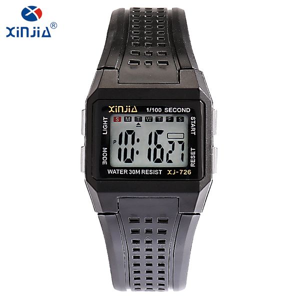 

xinjia brand digital led electronic clock for men casual waterproof 30m shockproof watch luminous fashion luxury wristwatch, Slivery;brown
