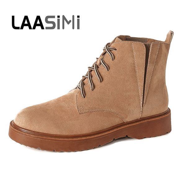 

laasimi women shoes slip-on autumn women ankle boots winter flock upper plush rubber boots woman fashion warm snow female shoes, Black