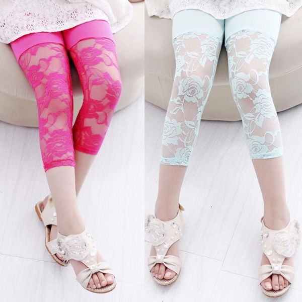 

2020 autumn toddler kid baby girl flower ballet lace dance lace leggings 2-7y cropped pants for kids girl, Blue