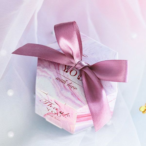 

25/50pcs 25/50pcs europe hexagon style pink marble pattern candy boxes gift bag wedding gift box baby shower favors birthday