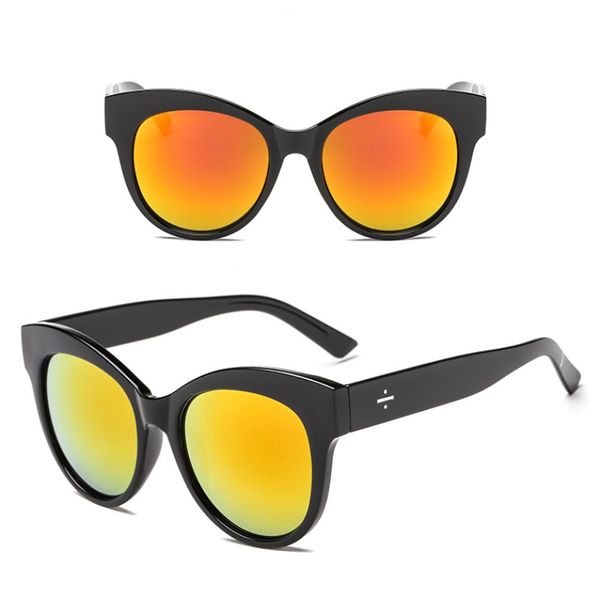 

vintage big cate eye sunglasses with colorful mercury glasses fashion designer for women sun glasses uv400 wholesale, White;black