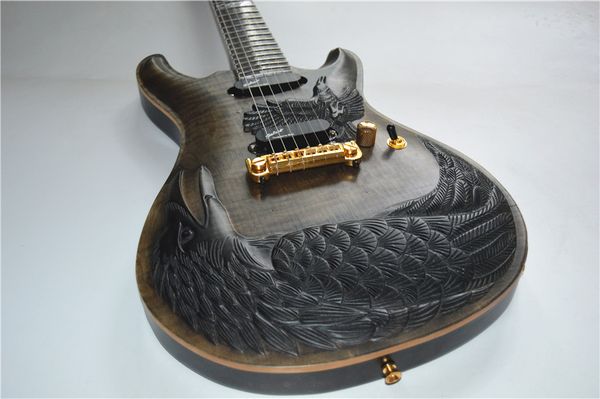 

from china custom electric ji hand-carved carved birds crow eagle carved electric guitar, you can customize any carving patterns