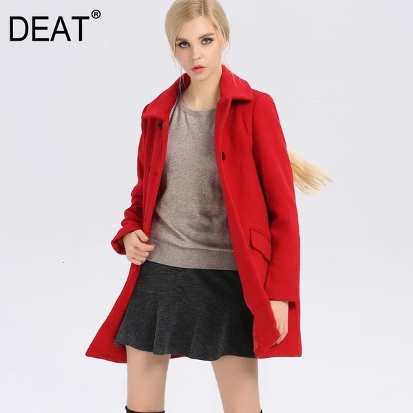 

deat] 2019 autumn winter new pattern fashion wool temperament slim long-sleeved lapel wool coat female at718, Black