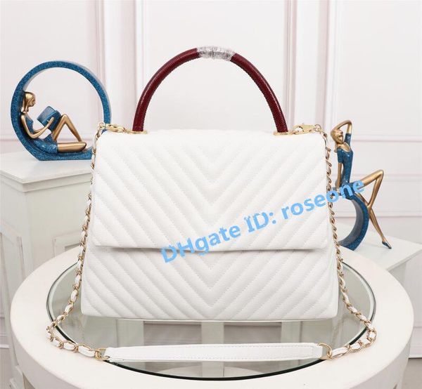 

genuine leather fashion bag 25807 v stitches quilted chain shoulder bag six colours lambskin vintage hand bag chevron chain handbag 33cm