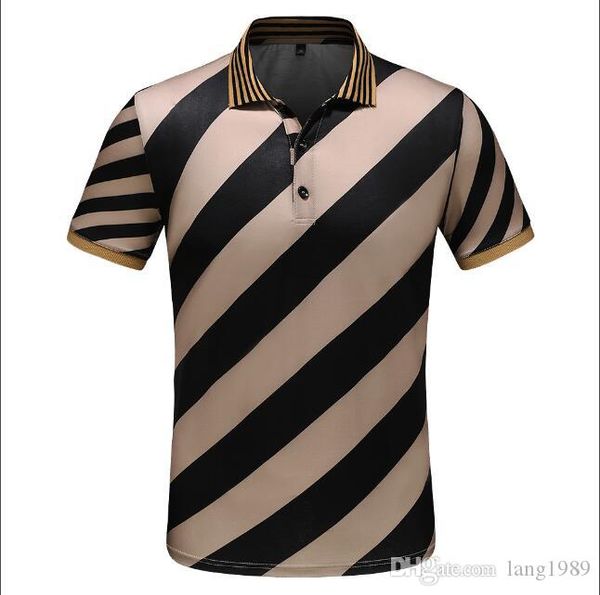 

luxury italy designer stripe polo shirt t shirts luxury snake polos bee floral embroidery mens high street fashion horse polo t-shirt #4901, White;black