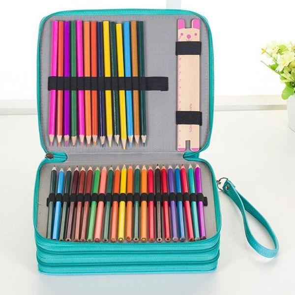 

горячая 72 отверстия сплошного цвета многослойной zipper эскиз живопись pen case чехол для хранения многослойная молнии pen case чехол для х