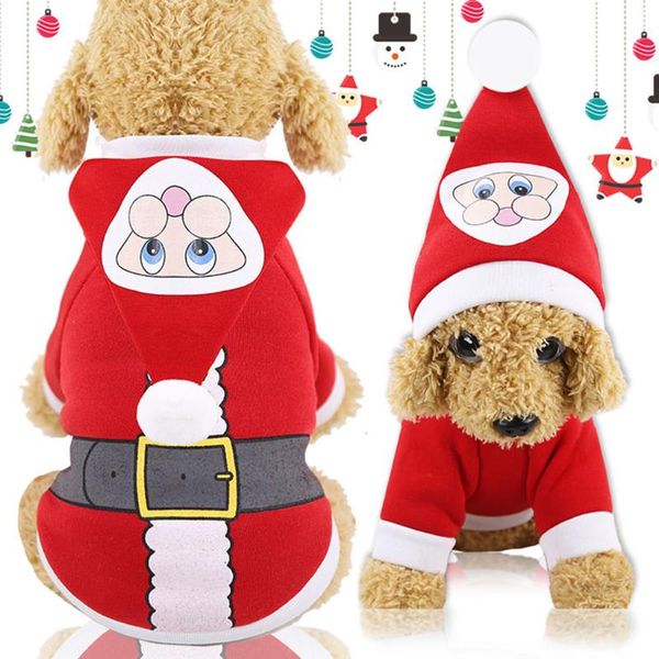 

2019 christmas dog clothes red hoodie coat clothing santa costume pet dog christmas clothes cute puppy outfit for xs-xxl
