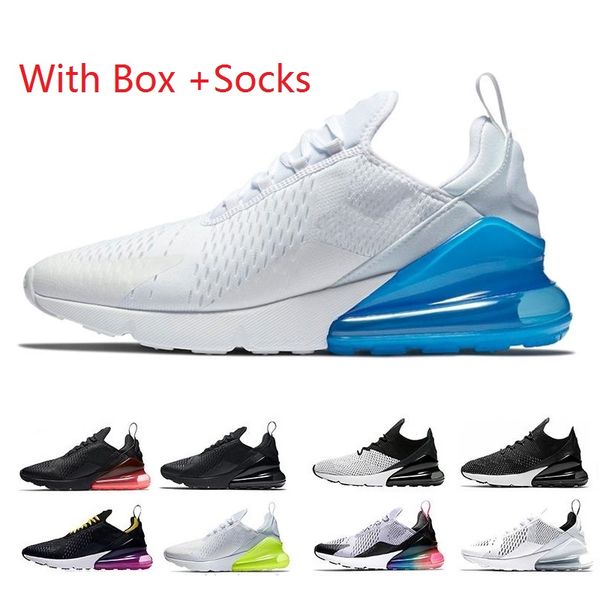 

with box and ock 270 men women running hoe trainer racet port trainer 27c beture triple black white grey neaker ize 36 45