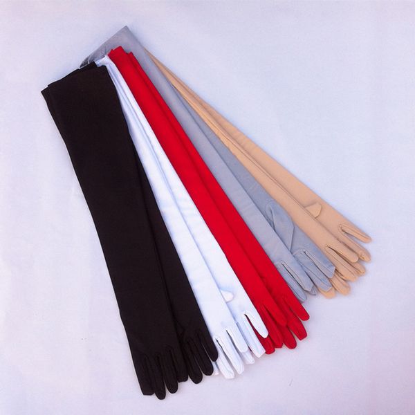 

new high-elastic mercerized cotton lengthen sunscreen gloves summer long design anti-uv gloves long red black white, Blue;gray