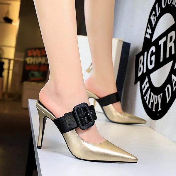 

women pumps new summer stiletto high heels women shoes fashion women sandals buckle white shoes slippers, Black