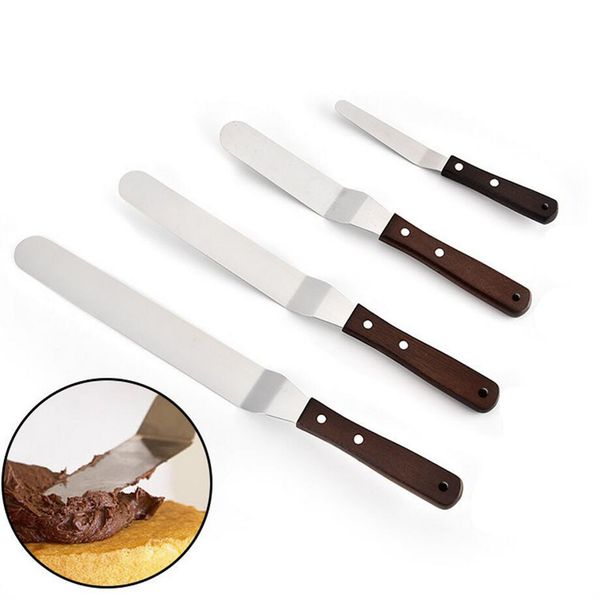 

4pcs/set stainless steel butter cake cream spatula for cake smoother fondant baking pastry cake decorating tool
