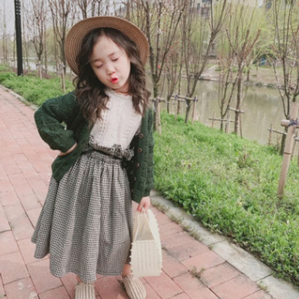 Girls Cardigan Kids Hole Knitted Sweater Outwear Children Single Breasted Double Pocket Long Sleeve Cardigan Fall Kid Clothes F8870 Baby Boy Sweaters