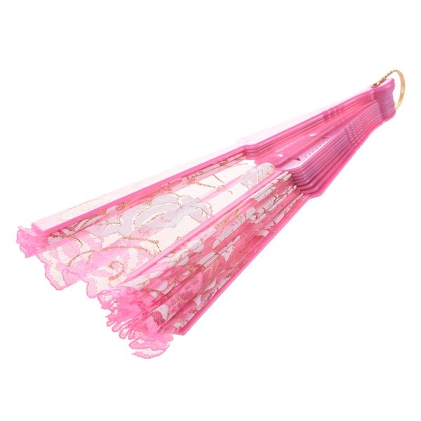 

ультра pink пластиковые ребра rose печати танец fold веер другое home decor