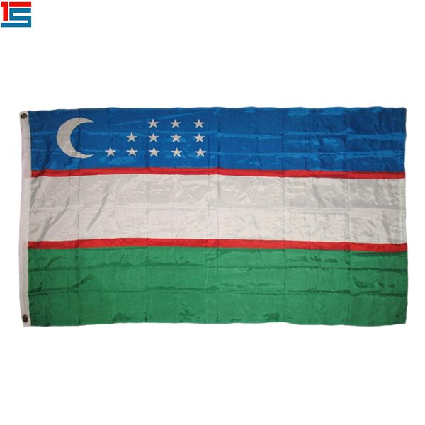 

digital printing uzbekistan flag 90 x 150 cm polyester national country flag banner with two grommets