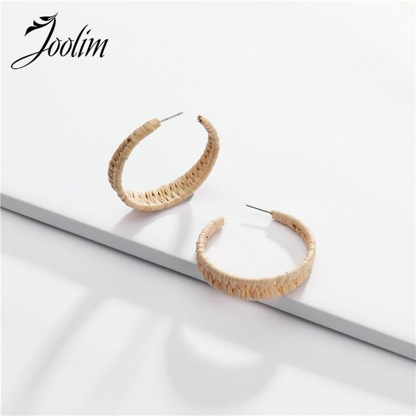 

joolim simple chick raffie hoop earring circle earring design jewelry wholesale, Golden;silver