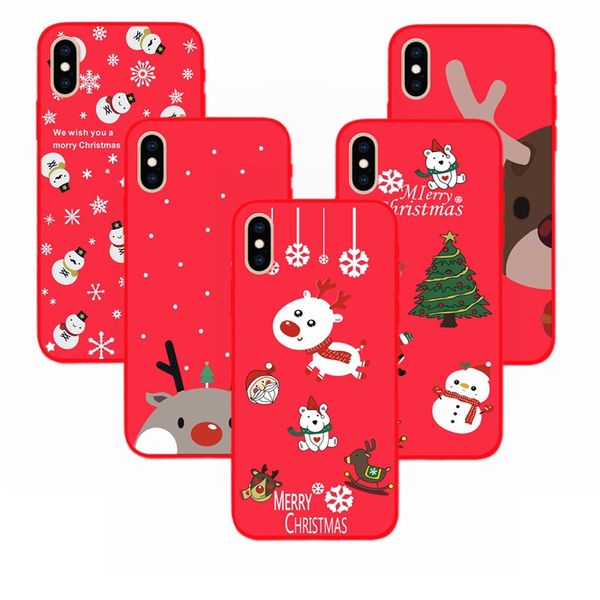 

рождество мягкий силиконовый чехол для iphone 11 pro max симпатичные санта-клаус снеговика elk защита от падения крышки для iphone xs xr 8 7