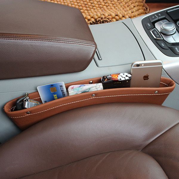 

black gap filler pu full leather console pocket organizer interior accessories car seat side drop caddy catcher