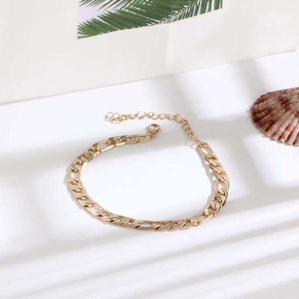 

2020 new stainless steel anklet simple on foot ankle bracelets for women men leg chain jewelry 27cm long 1 pc, Red;blue