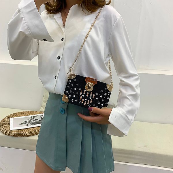 

evening party bags for women luxury designer retro leather rivet hanbags chain shoulder bags small crossbody for women #38