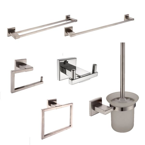 

sus 304 stainless steel bathroom hardware set nickel brushed toothbrush holder paper holder towel bar bathroom accessories