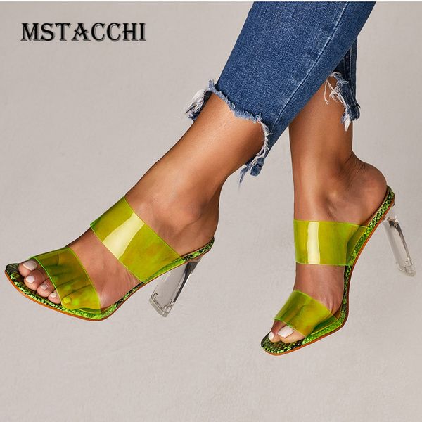 

mstacchi summer green transparent shoes woman open toe high heels shoes ladies outdo party pvc strange heel sandals women, Black