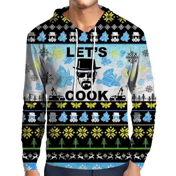 

yx girl 7xl mens 3d print breaking bad christmas hoodie men women hooded sweatshirt autumn thin pullover outwear dropshipping, Black