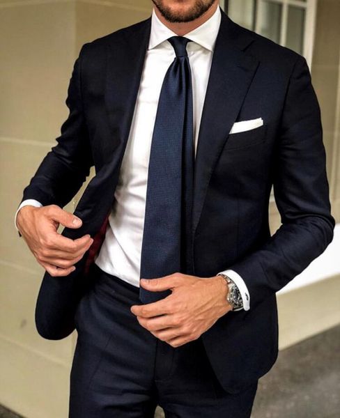 2019 Nova Moda Mens Ternos Slim Fit Duas Peças Um Botão Do Noivo Do Casamento Smoking Terno Do Partido Trajes Custom Made (Jacket + Pants + Tie)