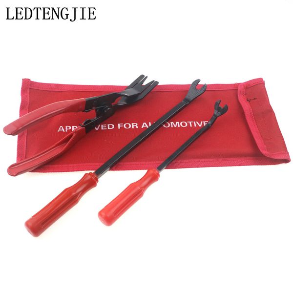 

ledtengjie 3pcs steel and nylon auto fastener removal tool car door panel remover upholstery removal auto fastener pliers tool