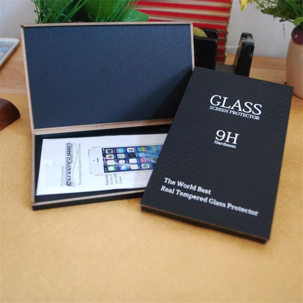 

new arrival luxury customized packing box for tempered glass black wooden universal package for screen protector