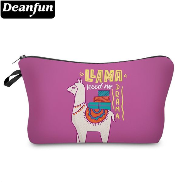 

deanfun waterproof vivid prints llama cosmetic bag roomy rose red drama alpaca makeup bags travel gift bags dropshipping 51380